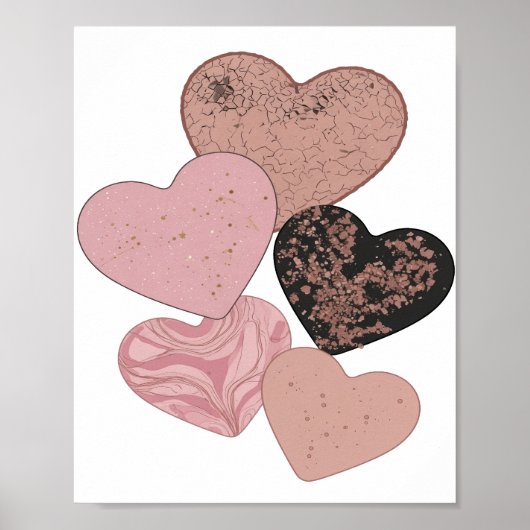 Schoon Zilver HARTEN Modern Design Poster (Voorkant)