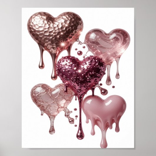Schoon zilver HARTEN VAN GLANS EN GLAMOUR Poster (Voorkant)