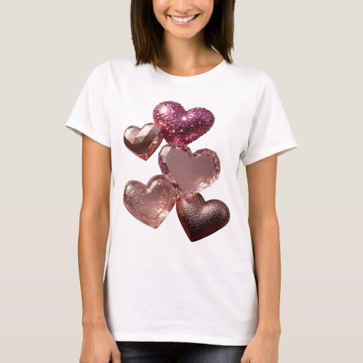 Schoon zilver HEARTS OF LOVE T-shirt (Voorkant)