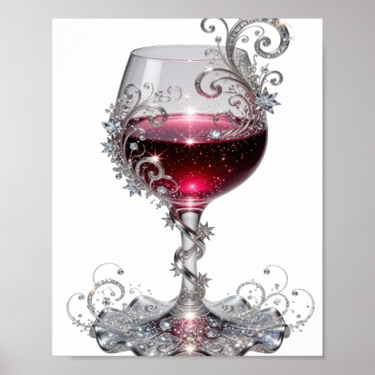 Schoon Zilveren WIJNGLAS Ontwerp Poster (Voorkant)