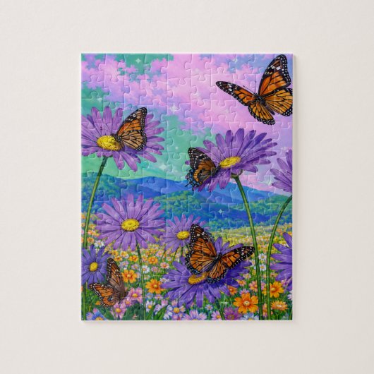 Schoon zomergestomte monarchvlinders legpuzzel (Verticaal)