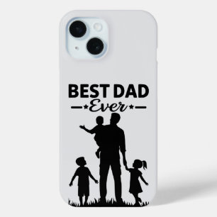 Schoon zwart en wit leuk telefoonhoesje beste papa iPhone 15 case