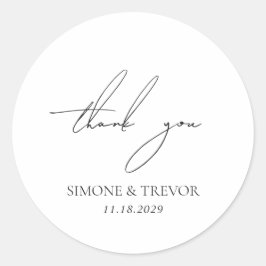 Schoon zwart en wit modern bruiloft ronde sticker