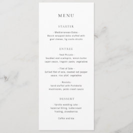 Schoon zwart en wit monogram modern huwelijk menu