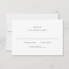 Schoon zwart en wit monogram moderne trouw RSVP kaartje