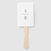 Schoon zwart en wit monogram moderne trouwdag handwaaier (Voorkant)
