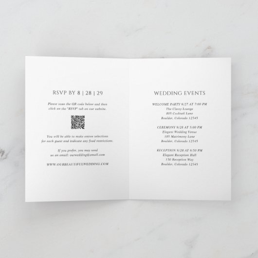 Schoon zwart en wit QR-code modern huwelijk (Binnen)