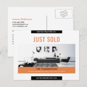 Schoon zwart sinaasappel Gewoon verkocht onroerend Briefkaart (Voorkant / Achterkant)