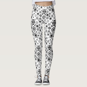 Schoon zwart wit arabesk decoratief patroon leggings