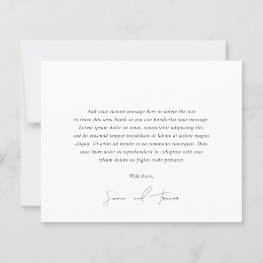 Schoon zwart wit budget bruiloft dank u kaart (Achterkant)