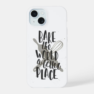Schoon zwart-wit eenvoudige telefoonhoes bakken iPhone 15 case