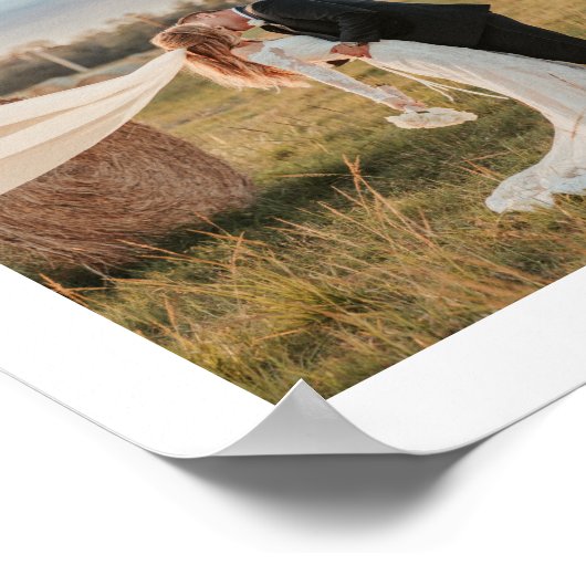 Schoon zwart-wit foto modern bruiloft poster (Hoek)