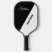 Schoon zwart-wit met twee tekstgebieden pickleball paddle (Voorkant)