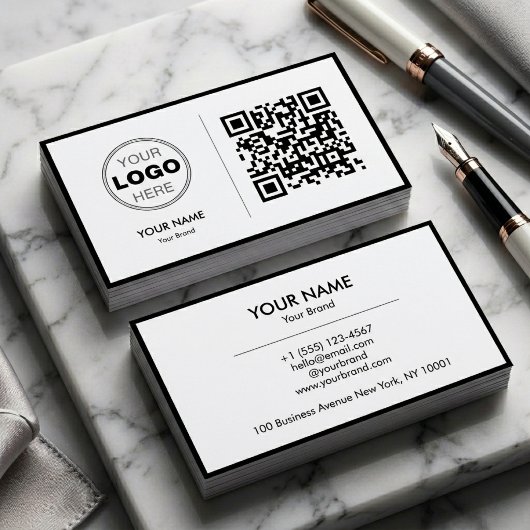 Schoon Zwart Wit Minimalistisch QR Code Logo Visitekaartje