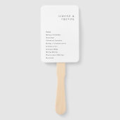 Schoon zwart-wit modern huwelijksprogramma handwaaier (Voorkant)