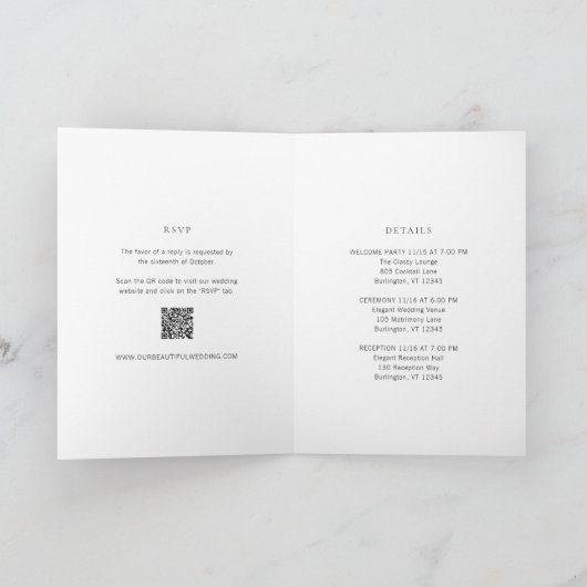 Schoon zwart-wit monogram moderne bruiloft (Binnen)