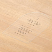 Schoon zwart-wit monogram moderne bruiloft acryl uitnodigingen (Laagn)