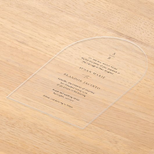 Schoon zwart-wit monogram moderne bruiloft acryl uitnodigingen (Laagn)