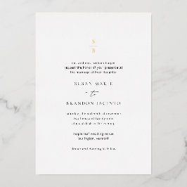 Schoon zwart-wit monogram moderne bruiloft folie uitnodiging