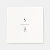Schoon zwart-wit monogram moderne bruiloft servet (Voorkant)