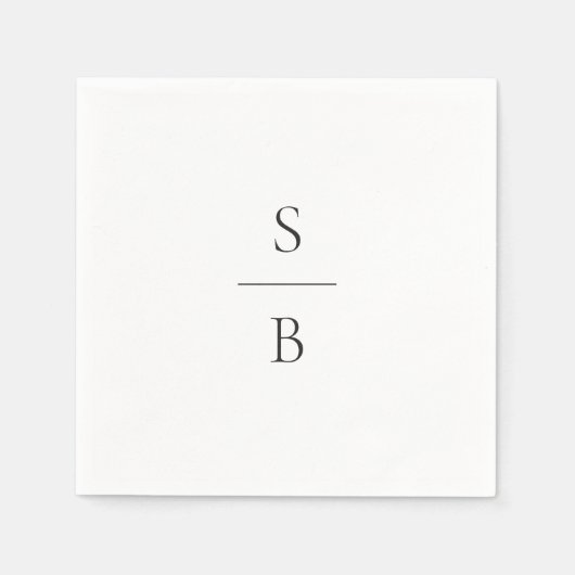 Schoon zwart-wit monogram moderne bruiloft servet (Voorkant)
