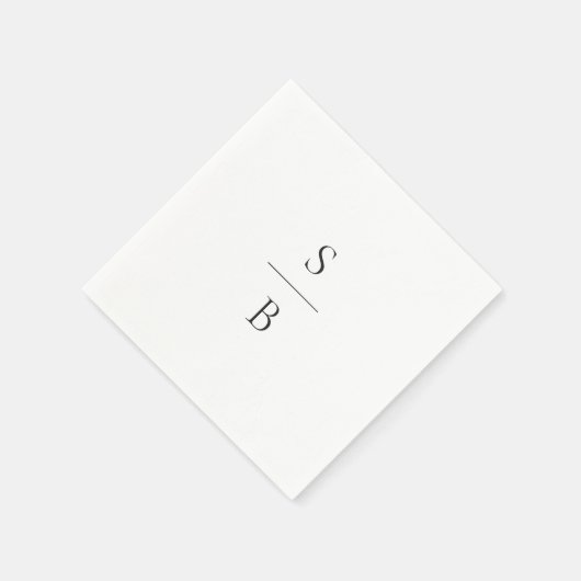 Schoon zwart-wit monogram moderne bruiloft servet (Hoek)