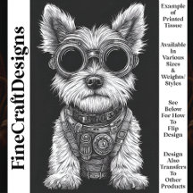 Schoon zwart & wit Steampunk Westie T7 decoupage