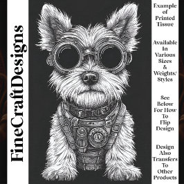 Schoon zwart & wit Steampunk Westie T7 decoupage Tissuepapier