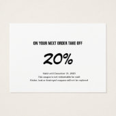 Schoon Zwart & Wit Voucher Cadeaubon Visitekaartje (Achterkant)