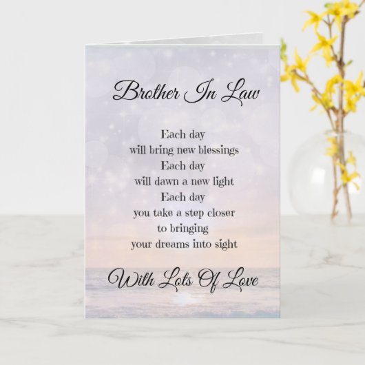 Schoonbroer Aanmoedigingsgedicht Groet Kaart (Gele Bloem)