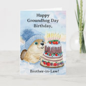 Schoonbroer Gefeliciteerd met Groundhog Day verjaa Kaart (Voorkant)