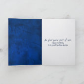 Schoonbroer Verjaardag Blauwe Leer Kaart (Binnen)