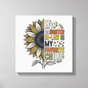 Schoondochter Favoriete Kind Zonnebloem Vintage S Canvas Afdruk