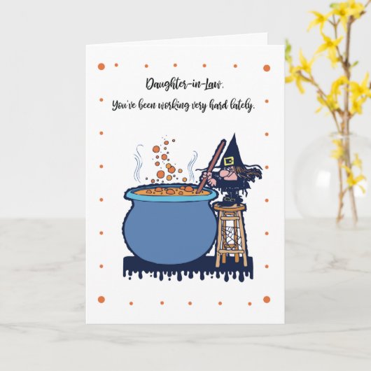 Schoondochter Funny Halloween Heksenbrouwsel Kaart (Gele Bloem)