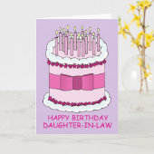 Schoondochter Happy Birthday Cake en kaarsen Kaart (Gele Bloem)