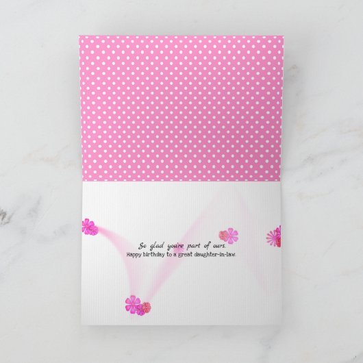 schoondochter-in-law polka dot-verjaardag kaart (Binnen)