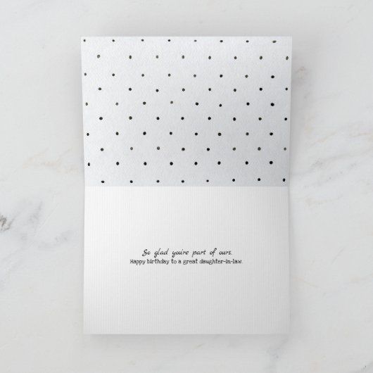 schoondochter-in-law polka dot-verjaardag kaart (Binnen)