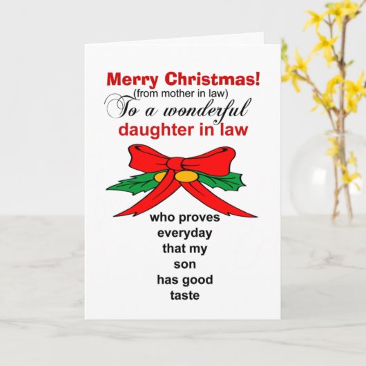 schoondochter Kerstmis Kaart (Gele Bloem)