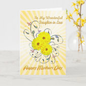 Schoondochter Moederdag met gele bloemen Kaart (Gele Bloem)