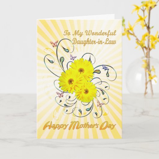Schoondochter Moederdag met gele bloemen Kaart (Gele Bloem)