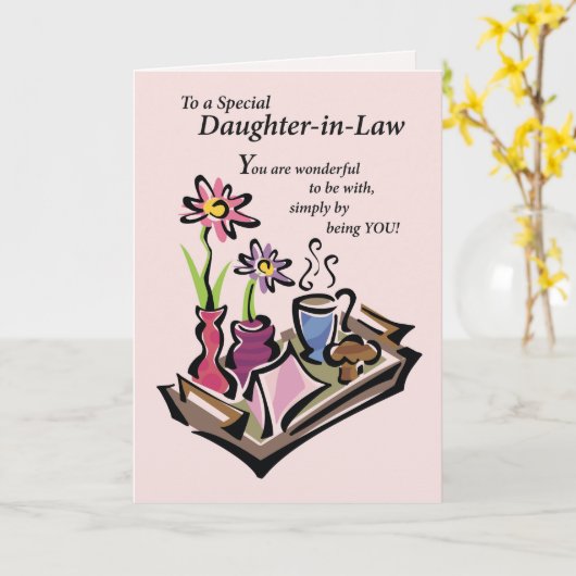 Schoondochter, Moederdag, Ontbijt op bed, Kaart (Gele Bloem)