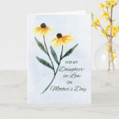 Schoondochter op Moederdag Twee Kegel Bloemen Kaart (Gele Bloem)