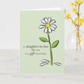 Schoondochter Verjaardag, Religieuze Groene Daisy Kaart (Gele Bloem)