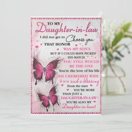 Schoondochter Vlinder Je Bent Ook Mijn Dochter In Feestdagenkaart (Staand voorkant)