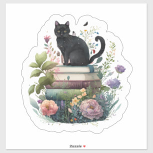 Schoone Bloemen Boeken en een Kat Sticker