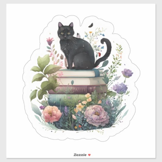 Schoone Bloemen Boeken en een Kat Sticker (Vel)