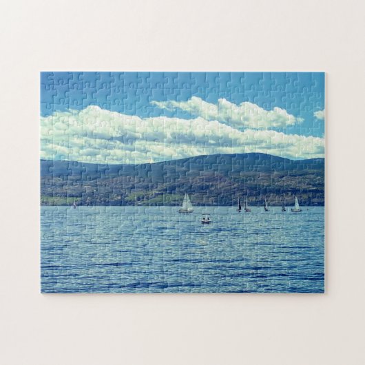 Schoone Dag Zeilend Zeilboot Meer Water Landschap Legpuzzel (Horizontaal)