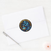 Schoone digitale illustratie van het sterrenbeeld ronde sticker (Envelop)
