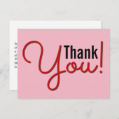 Schoone, Eenvoudige "Dank U!" Ansichtkaart Briefkaart (Voorkant / Achterkant)