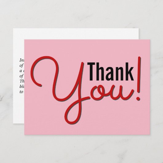 Schoone, Eenvoudige "Dank U!" Ansichtkaart Briefkaart (Voorkant / Achterkant)